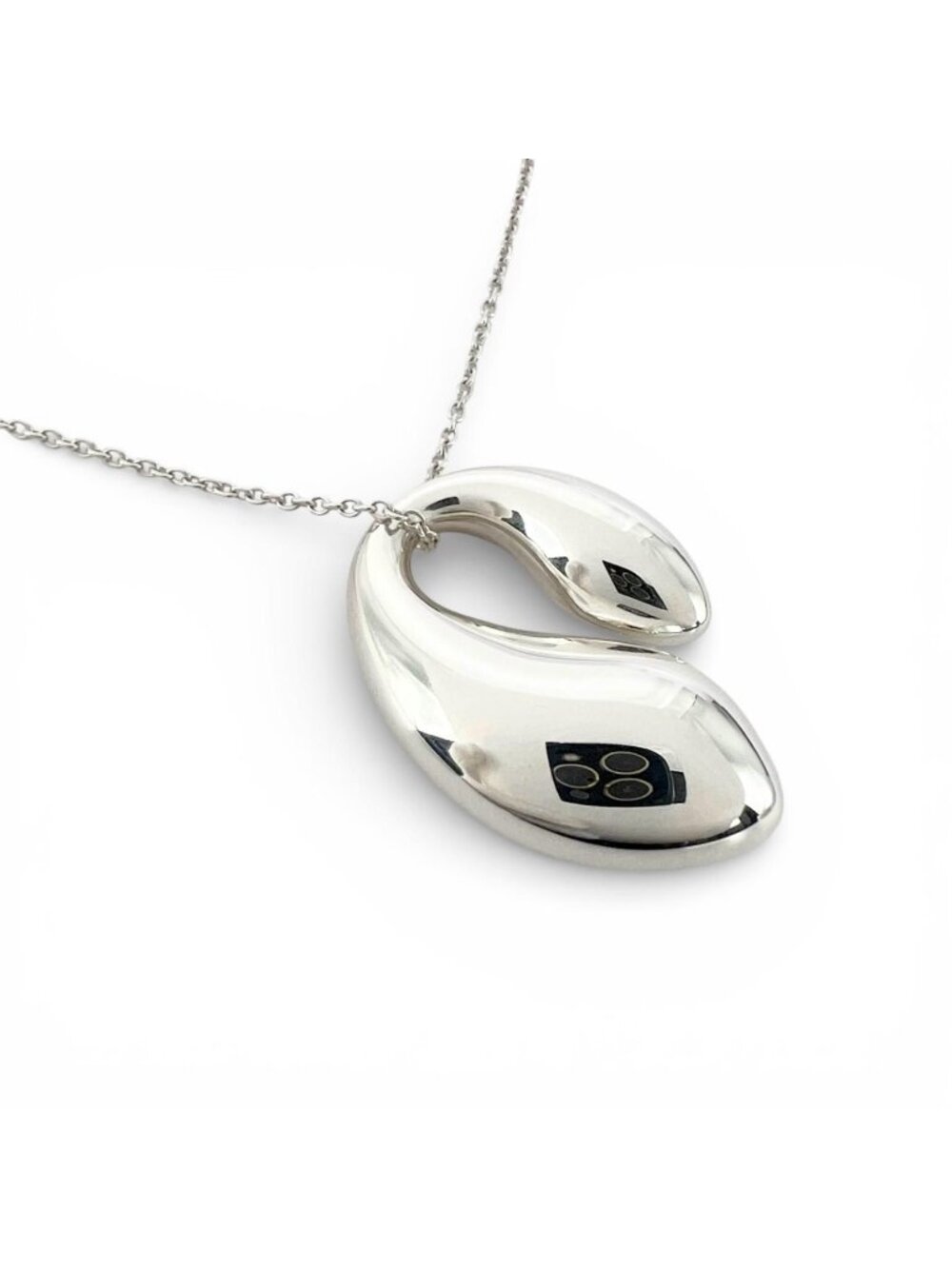 Tiffany & Co Elsa Peretti Necklace 925 Sterling Silver Double Teardrop